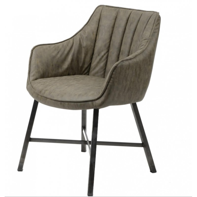 ZI Dining Taupe chair striped steel legs VPE 2